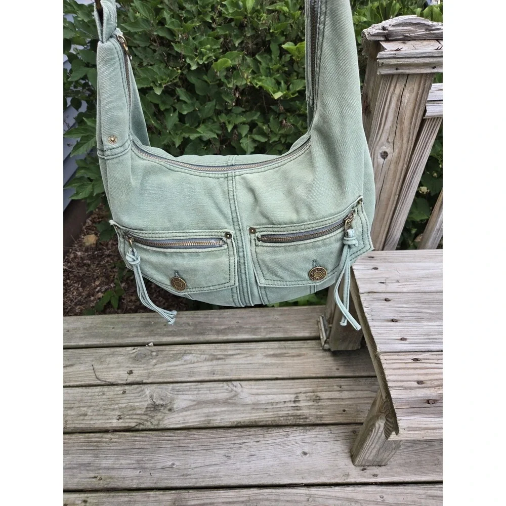 Vintage GAP Y2K Crossbody Shoulder Adjustable Denim Light Green Bag Gorpcore‎